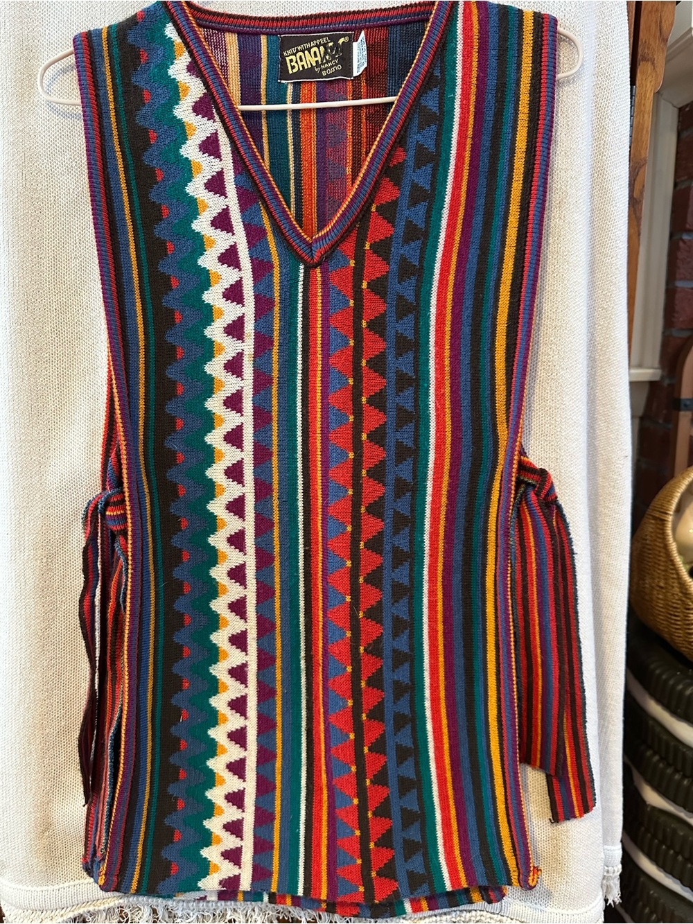BANANA Vintage-Inspired Multicolor Striped Knit Vest